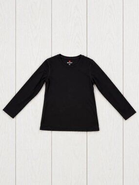 Hanes Sport Women's Black Long Sleeve Crew Neck Stretch Polyester Blend Tee XL